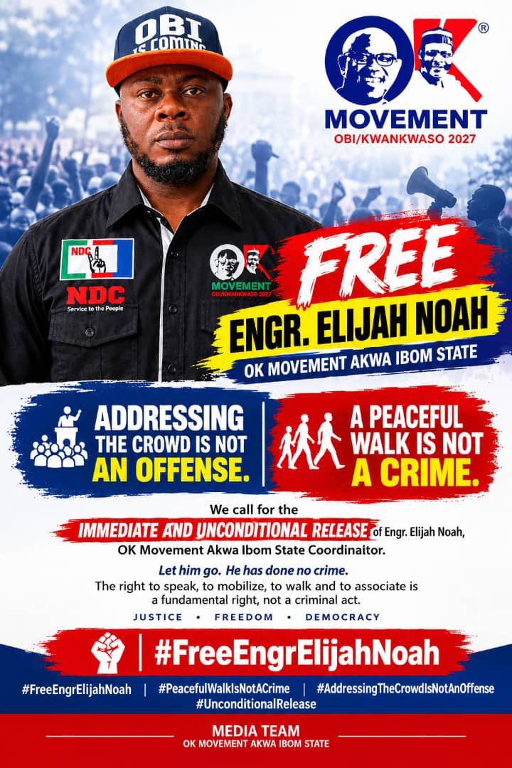 DrFolaseye's tweet photo. A peaceful Walk for @PeterObi is not a crime . 
Free Engr  Elijah. 
Nigeria is not a Banana Republic https://t.co/SNAnEtsaVk