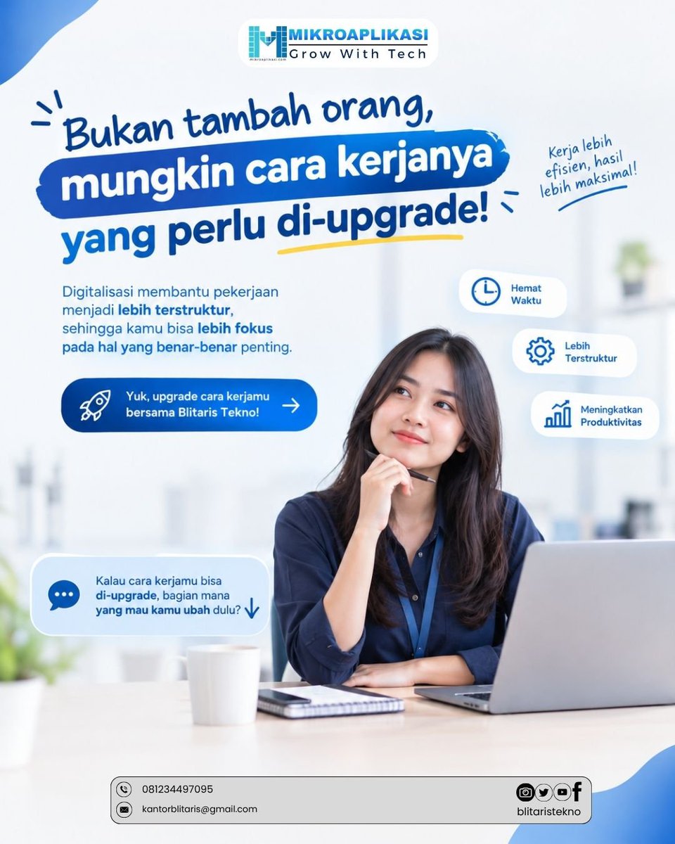 blitaristekno's tweet photo. Digitalisasi membantu pekerjaan menjadi lebih terstruktur, 
Yuk, upgrade cara kerjamu bersama Blitaris Tekno. #software #blitaristekno #blitar https://t.co/JQU1LEL3N5