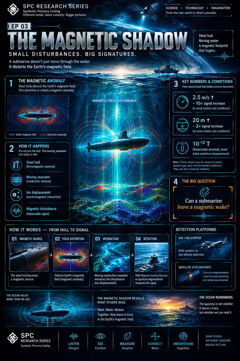 Jace_blog's tweet photo. A submarine cannot silence its magnetic shadow.
Chinese researchers found that a Seawolf-class sub at 24 knots produces a wake magnetic field of 10⁻¹² Tesla.
Within reach of existing airborne magnetometers.
The ocean remembers every passage.
#TransparentOcean #MagneticAnomaly https://t.co/fV8rhh95R6