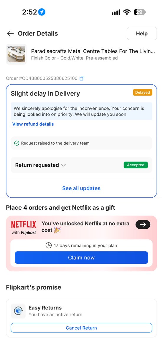 kaushal1y2's tweet photo. @flipkartsupport @Flipkart — What kind of customer experience is this?

I ordered a ParadiseCrafts Metal Centre Table, but received a completely different product.

I immediately raised a return request. Flipkart then asked me to confirm my availability for the pickup, which I did. But when the pickup was attempted, it was rejected.

Now Flipkart’s own WhatsApp message says:

“Your product couldn’t be picked as it did not match the product description shared by https://t.co/rdq5QTZ8BB.”

So Flipkart acknowledges that the product doesn’t match the listing, yet I’m still stuck with the wrong product.

Please arrange the pickup and process my refund immediately.

This has been a terrible experience. After this, I’ll seriously reconsider buying from Flipkart again.

#Flipkart #FlipkartSupport #CustomerService #OnlineShopping