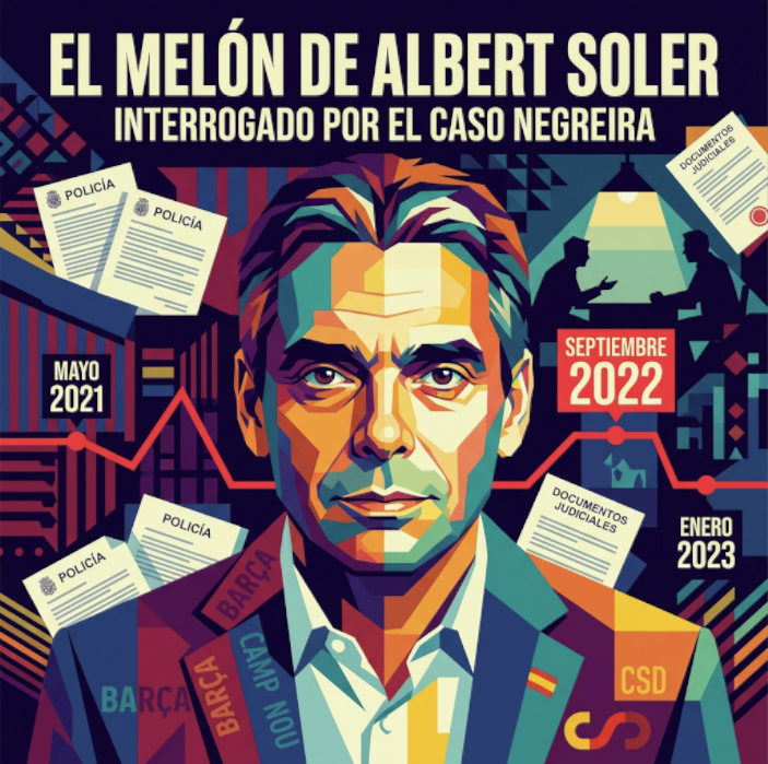 mjss10's tweet photo. 💣 ESTE MELÓN ES DEMASIADO GRANDE PARA DEJARLO PASAR.

Albert Soler, directivo del Barça, salió del club, fue nombrado director general del CSD por el Gobierno y, mientras ocupaba ese cargo, la Policía lo interrogó por el caso Negreira.

Justo mientras él mismo tramitaba una nueva Ley del Deporte que modificaba los plazos de prescripción.

Cuatro meses después de ser interrogado, dejó el CSD. Y dos meses después, la Fiscalía denunció al Barça.

¿Casualidad? 💣