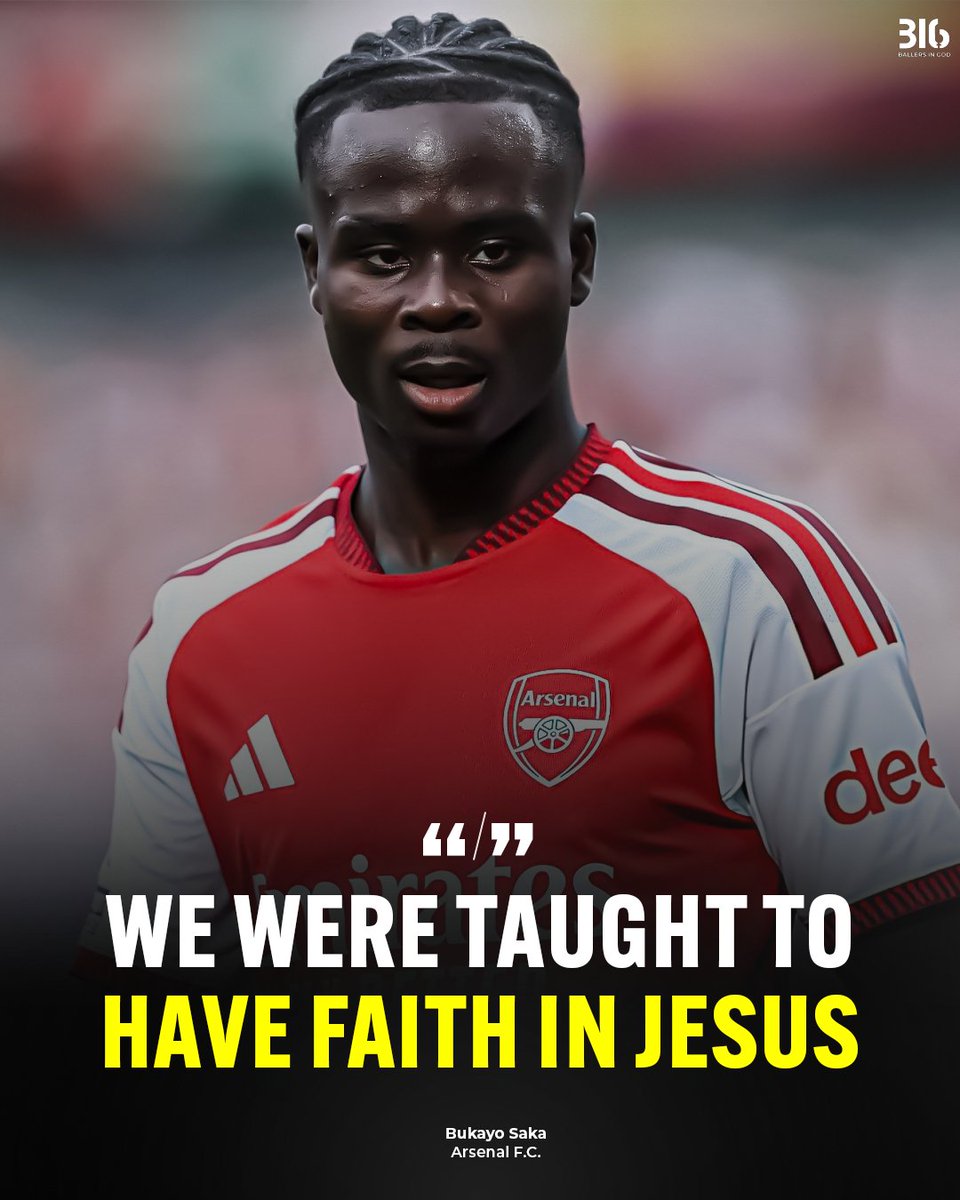 BallersinGod's tweet photo. “We were taught to have faith in Jesus.” ✝️

Bukayo Saka reflects on the faith he was raised with, sharing it openly through his platform.

Comment 🙌 if you love seeing ballers speak about Jesus! https://t.co/viF9Jue1Aa