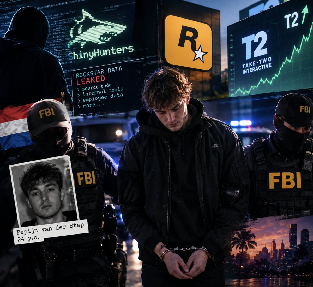 GTA6Digest's tweet photo. The alleged leader of ShinyHunters, the group behind Rockstar’s April data breach, has been arrested.

The suspect is 24-year-old Dutch hacker Pepijn van der Stap, who authorities describe as one of the alleged leaders of the group.

Back in April, ShinyHunters claimed it had accessed Rockstar’s data and demanded a ransom, threatening to leak it if Take-Two refused to pay.

Take-Two didn’t pay. The hackers eventually dumped the stolen data online - and now, months later, one of the alleged leaders has been arrested.

The Rockstar hack exposed internal GTA Online and Red Dead Online business data, not GTA VI game files.