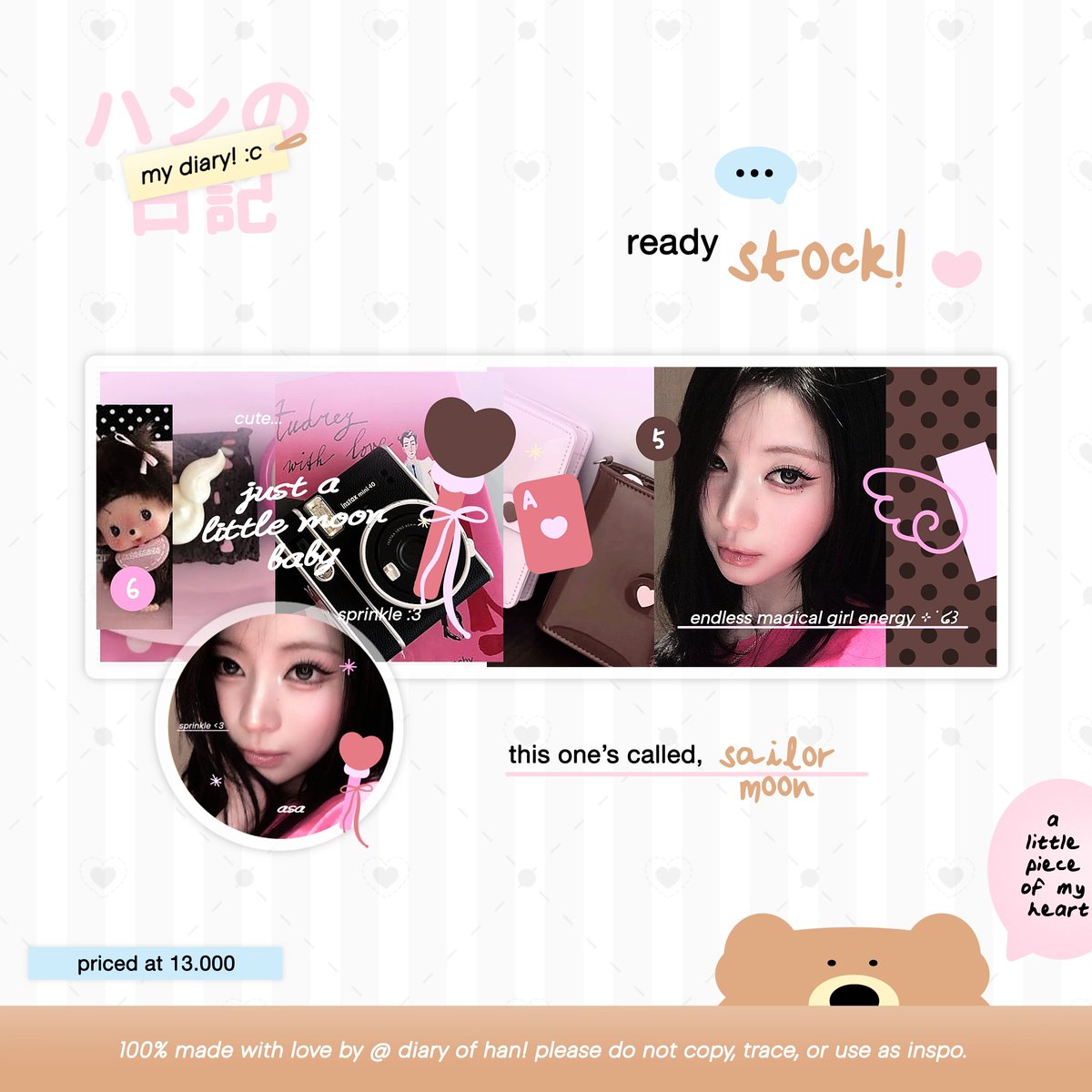 diary__of__han's tweet photo. halooo teman timun, help repost yaaa! maaci :3 💫

aku punya 6 layout ready stock (asa, wony, yeon, carmen, dan yuha) dengan harga tertera pada gambar yang bisa teman teman jemput 🐈‍⬛ sudah free retext yaaa, ayo jajan! >____< #zonauang https://t.co/AdwEZsWfzJ