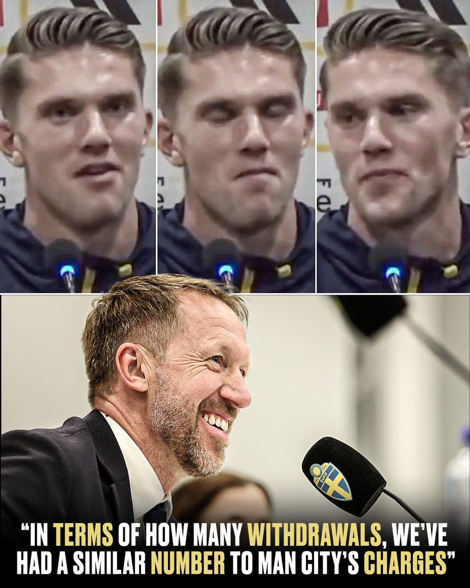 ESPNUK's tweet photo. Viktor Gyökeres doing his best after Graham Potter's cheeky comments about Man City 😬 https://t.co/9IXhqrH4b5