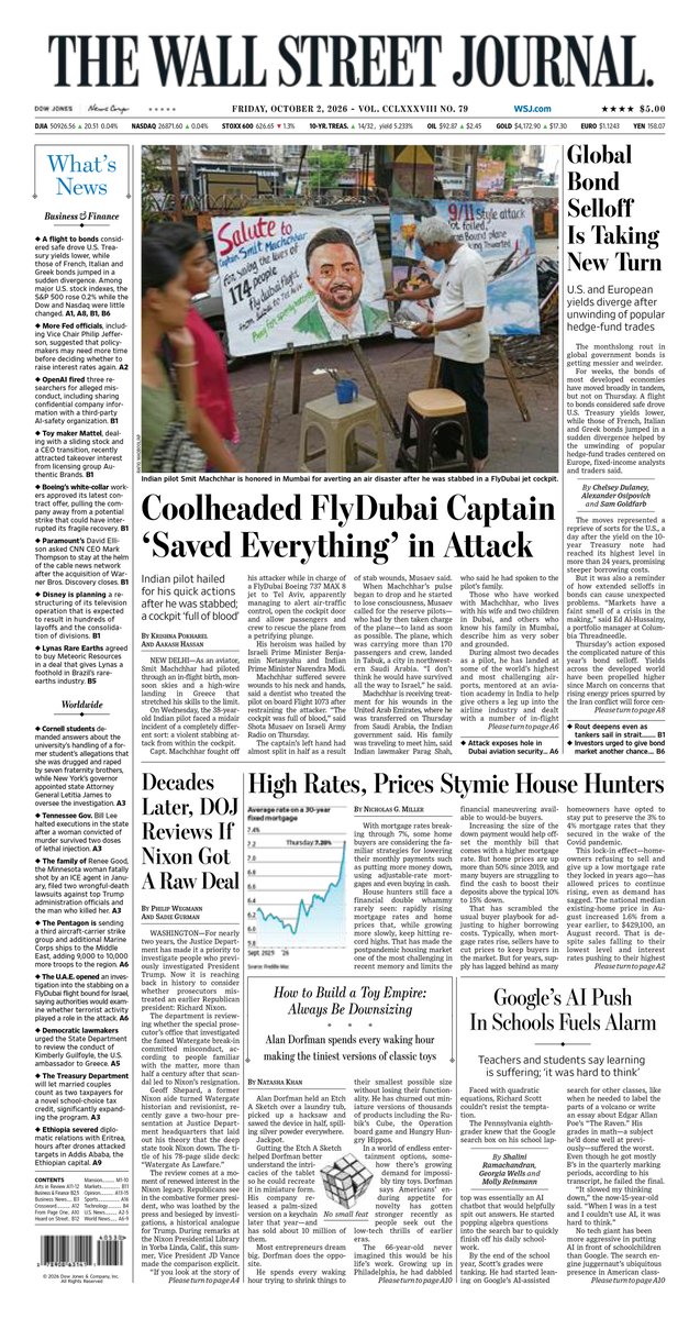 WSJ's tweet photo. Take a look at the front page of today's Wall Street Journal. https://t.co/Md1gAIdVuV https://t.co/q8FHZ44iPl