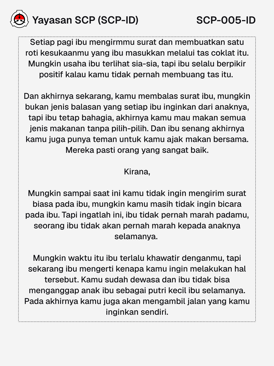 YayasanSCP's tweet photo. SCP-005-ID - Nyonya Baguette (3/3)
SCP-005-ID ditulis oleh T-thalia
https://t.co/uqPND9PAIE
#scp #scpfoundation #scpindonesia #scpid #yayasanscp https://t.co/6Ylx0tKcLI