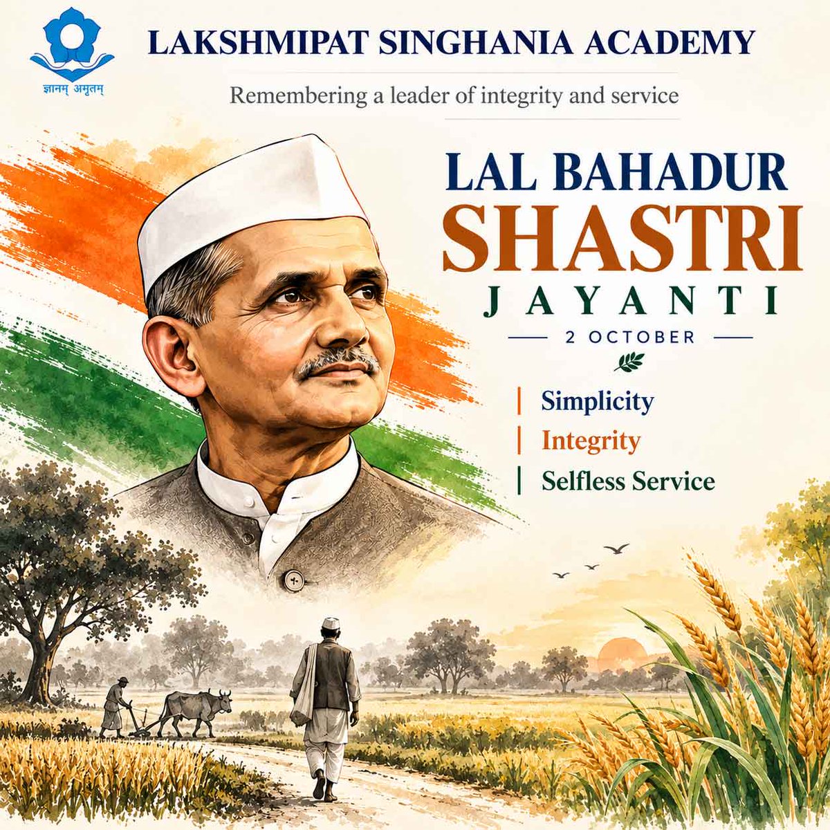 LSAkolkata's tweet photo. Honouring Lal Bahadur Shastri, whose simplicity, courage and dedication to the nation continue to inspire generations. 🇮🇳 https://t.co/aF1Kwdz2sb