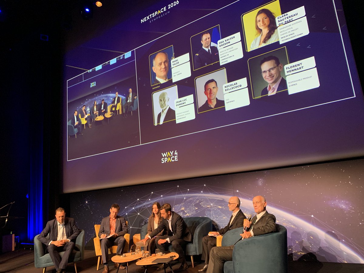 Ajmeunier's tweet photo. « Protection, découragement et Défense active », déjà le dernier panel de #Nextspace 2026 @Way4Space #Lachroniquespatiale https://t.co/mA93HiCpq1