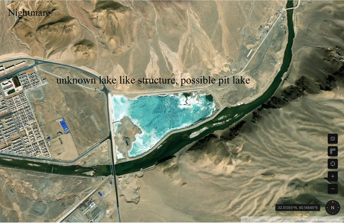 OsintNightmare's tweet photo. I have observed recent construction and military activity of the PLA(People's liberation Armed forces) across the Indian/Nepal border and  lets say they are extremely intresting .

The first image is from G42M+5QJ Shiquanhe, Gar County, Ngari Prefecture, Tibet (32.50045°N, 80.13440ºE though not updated in google maps with this latest imagery) we can see a huge town in the middle of a valley and it has a solar farm present next to quite a large Waste to power plant (my best guess), we can also see lots of construction activity going on around this structure .

The second image is from the same area just a little upwards a dam is present  though not seen in the image but whats more intresting is below the dam we can see a pit lake sort of area (again not updated in G earth its just a mud pit there) , and we can see the town spreading till here .

Third image is south of Gar county (32.42814°N, 79.99714°E) and shows a structure that looks like a maze which might  be a PLA training camp with structures built using sandbags or bricks , right outside this frame i noticed a huge camp quarters possibly for the troops .

Fourth Image is  again from F3XC+732 Shiquanhe, Gar County, Ngari Prefecture, Tibet, China(32.49813, 80.07014) and we can see multiple helipads with hardened shelters , this is located at the western end of the town/county but what catches my eye is this intresting symbol on the ground which resembles the PLA star/emblem on the top right of the image (can anyone tell what this exactly is).

I will look more into the buildup along the Indian border as this is vital knowledge to see whats going on in the otherside , i will try to upload more images as soon as possible .

Images sourced from Sentinal satellite aswell as Google Earth is used for reference (this is outdated).