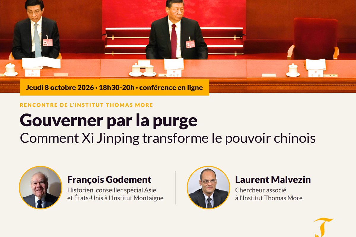 ithomasmore's tweet photo. 📢 J-6 avant notre conférence géopolitique en ligne

👉 Gouverner par la purge : comment Xi Jinping transforme le pouvoir chinois

👉 Avec François Godement, conseiller Asie @i_montaigne et Laurent Malvezin, chercheur @ithomasmore

Infos et inscriptions 👉 https://t.co/stXjPqWtmC https://t.co/QeuugjwmcI