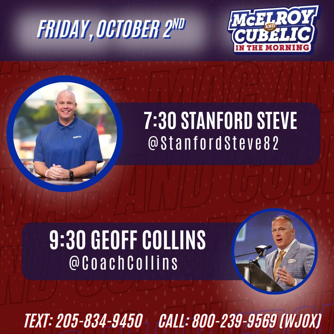 macandcube's tweet photo. MAXXX BALL FRIDAY!! #MacandCube
7:30 @StanfordSteve82 
9:30 @CoachCollins 

@WJOX945 
https://t.co/agNgyjlhn3
@YouTube (Jox945) https://t.co/HMFbCphjEI