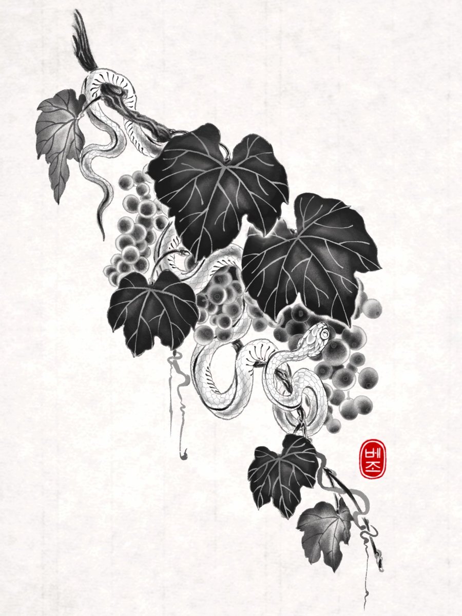 weso_art's tweet photo. 주인 찾는 포도와 뱀

풍요와 재부를 의미하는 포도와 길운을 부르는 백사. 좋은 것만 모았습니다.
도안의 가장 긴 길이를 기준으로 최소 크기 25cm부터 시작합니다.
컬러 커스텀이 가능하며, 몸의 곡선을 따라 가지와 이파리를 수정하여 작업합니다. https://t.co/LAeME14bGQ