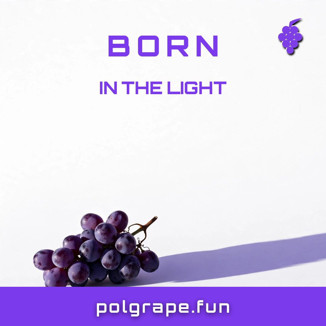 Polgrapefun's tweet photo. BORN IN THE LIGHT 🍇

Every legend starts with a single grape.

https://t.co/Jt8nZQMzXn

#Polgrape #PMF #Polygon https://t.co/5oTXNoEy04
