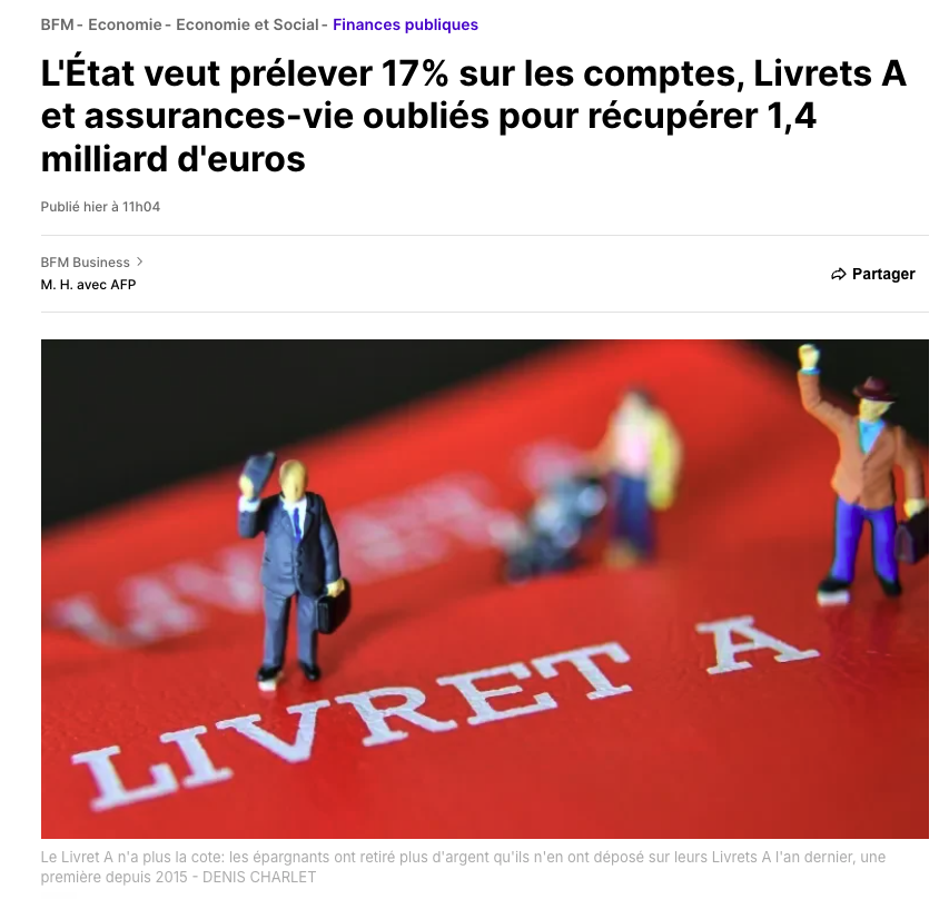 JordanBoursUP's tweet photo. Celle-là, elle est pas mal non plus comme proposition dans le projet de budget 2027 😅

Tu as un compte bancaire ou un Livret A sans mouvement depuis 1 an ? Eh bien, pourquoi ne pas prélever 17 % dessus tant qu'on y est ?

Déjà que l'État se sert sur l'héritage, autant commencer à se servir en amont 💸
