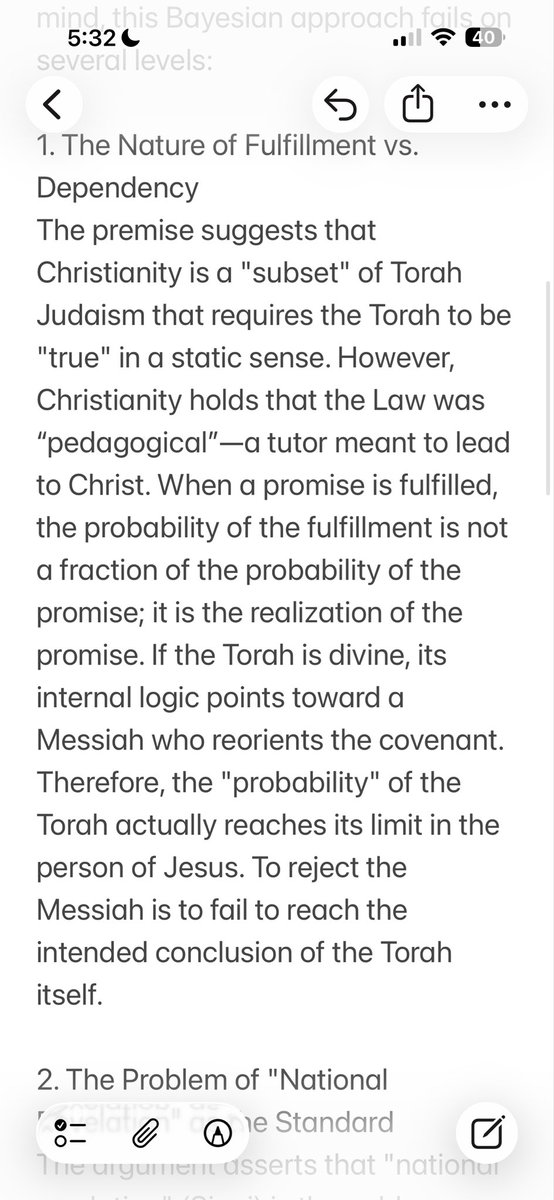 GoinsReport's tweet photo. @AlexLevin100 Alex, I don’t have a blue checkmark. So here’s a response.

The Bayesian "probability chain" fails because it treats the Torah and the Gospel as separate, independent variables. In reality, they are one organic event: the bud and the flower. 

⬇️⬇️⬇️ Part 1 of 2 https://t.co/gz477Hsmhy