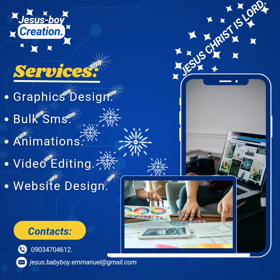 EMMANUE40207194's tweet photo. 🚀 Transform your brand with JESUS-boy Creation!
Graphics Design | Bulk SMS | Video Editing | Animations | Website Design
Let's create something EPIC! and deliver excellent jobs!!
#JESUSboyCreation #DigitalServices
#GraphicsDesign #Design
#Bulksms #Animation
#VideoEditing https://t.co/jBng0DVnIz