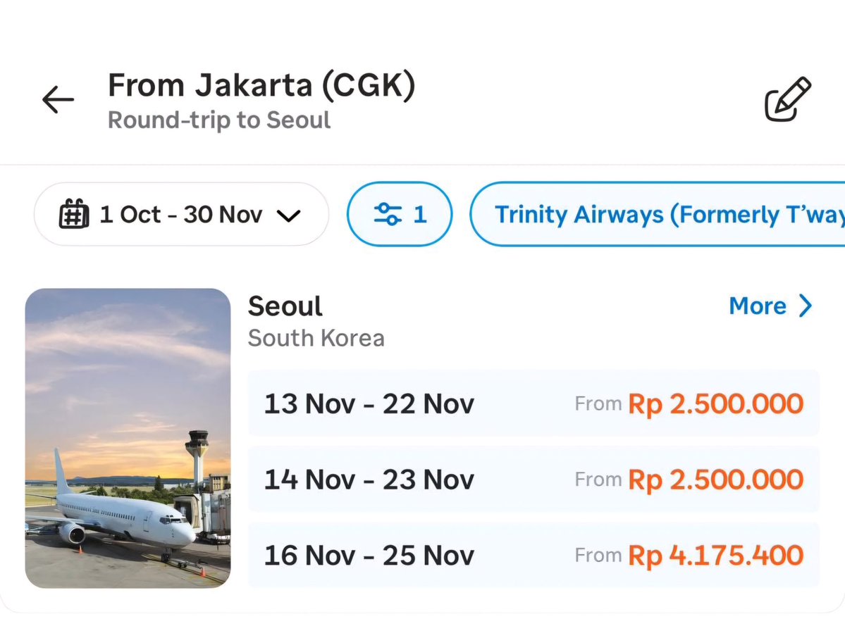 ustadchen's tweet photo. Tiba-tiba pengen balik ke Korea pas liat harga tiket pesawatnya murah 😭 Udah lama banget juga nggak ke sana huhu drop foto kalian di Korea dong, aku homesick 😢😢😢 (lho) https://t.co/E1z2fov8Gd