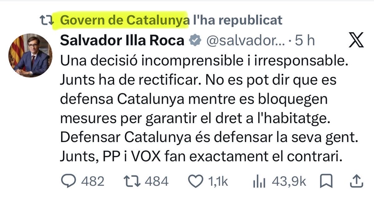 miriestrem's tweet photo. que fa el compte del @govern de Catalunya, que representa a tots els catalans, compartint una opinió personal que assenyala a uns partits en concret? https://t.co/FMgXcc49GB