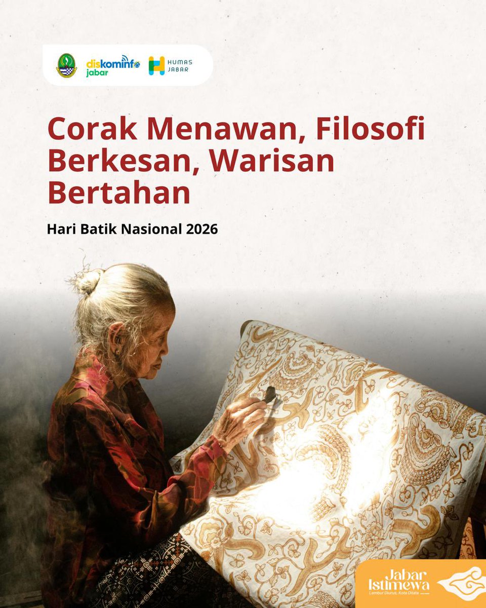 humasjabar's tweet photo. Batik Jabar ~

Dibalik setiap motif batik Jabar bukan sekedar perpaduan warna dan bentuk yang indah tapi tersimpan cerita, nilai dan filosofi yang lahir dari alam serta kehidupan masyarakat Sunda 😍

Btw, sekarang diperingati Hari Batik Nasional, lhoo 🤩 https://t.co/g5k9jxPbc8