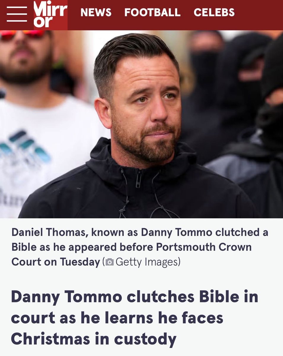 TheRealJamieKay's tweet photo. Danny Tommo clutching a Bible in court as he learns he could spend Christmas in custody.

Thoughts and prayers, Danny. https://t.co/VFsdjh4fhp