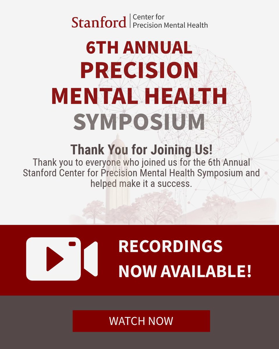 Stanford_CPMH's tweet photo. Thank you to everyone who joined us for the 6th Annual Precision Mental Health Symposium! 🧠

It was an energizing day of scientific exchange, meaningful discussions, and new connections across the precision mental health community.

🎥 Symposium recordings are now available! Revisit your favorite talks or catch up on sessions you may have missed.

🔗 Watch on our website: https://t.co/xENOVL68Ow

▶️ Explore the recordings on YouTube: https://t.co/wB8ncV07FP

Together, we are advancing research, innovation, and collaboration to change the trajectory of mental illness. 

A big thank you to all of our speakers and panel chairs! Thank you for being part of this important work! 👏

#PrecisionMentalHealth #StanfordCPMH #MentalHealthResearch #Neuroscience

@teddyjakiki @NeirEshel @CRodriguezMDPhD @BStaglin @AliaCrum @manishsaggar @AnissaAbi @jorsmo @jaytucc @AlikWidge @razmm @UmaRChatterjee @LMWilliams_PhD
