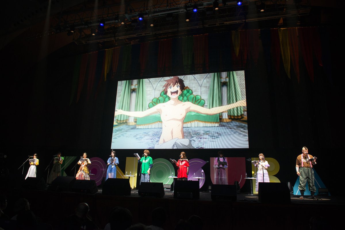 konosubaanime's tweet photo. オフィシャルレポート公開📢

7/26にパシフィコ横浜で開催され、大盛況のうちに幕を閉じた、アニメ10周年記念イベント”Colorful”のオフィシャルレポートを公開📝📸

現地の熱気と興奮を、7000文字超の大ボリューム＆臨場感あふれる70枚超のスチールとともに振り返ります。笑いあり、涙ありのイベントの模様を、ぜひレポートでも改めてお楽しみください🌈

☀昼の部https://t.co/uDYSzCT9Ft

🌟夜の部
https://t.co/tX5RR0iGSW

10/12からは #このすば展 がスタート！
チケット好評発売中です🐸✨

#このすば #このすばフェス