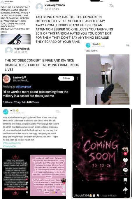 JeonM99829's tweet photo. WE DEMAND HYBE/BIGHIT TAKE THESE THREATS SERIOUSLY!

@HYBEOFFICIALtwt @bts_bighit 

PROTECT TAEHYUNG 
PROTECT YOUR ARTIST
BIGHIT AND HYBE TAKE ACTION
#ProtectTaehyung #ProtectYourArtist https://t.co/mvt1f1MLnP