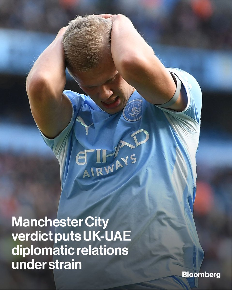 business's tweet photo. Manchester City has been one of the UAE's most successful outlets for projecting soft power. But the ruling that the club broke Premier League rules has put relations with the UK under real strain, with billions at stake. https://t.co/yKDt351oHK

📷: Peter Powell / Getty Images https://t.co/EPKpcfb7Bx
