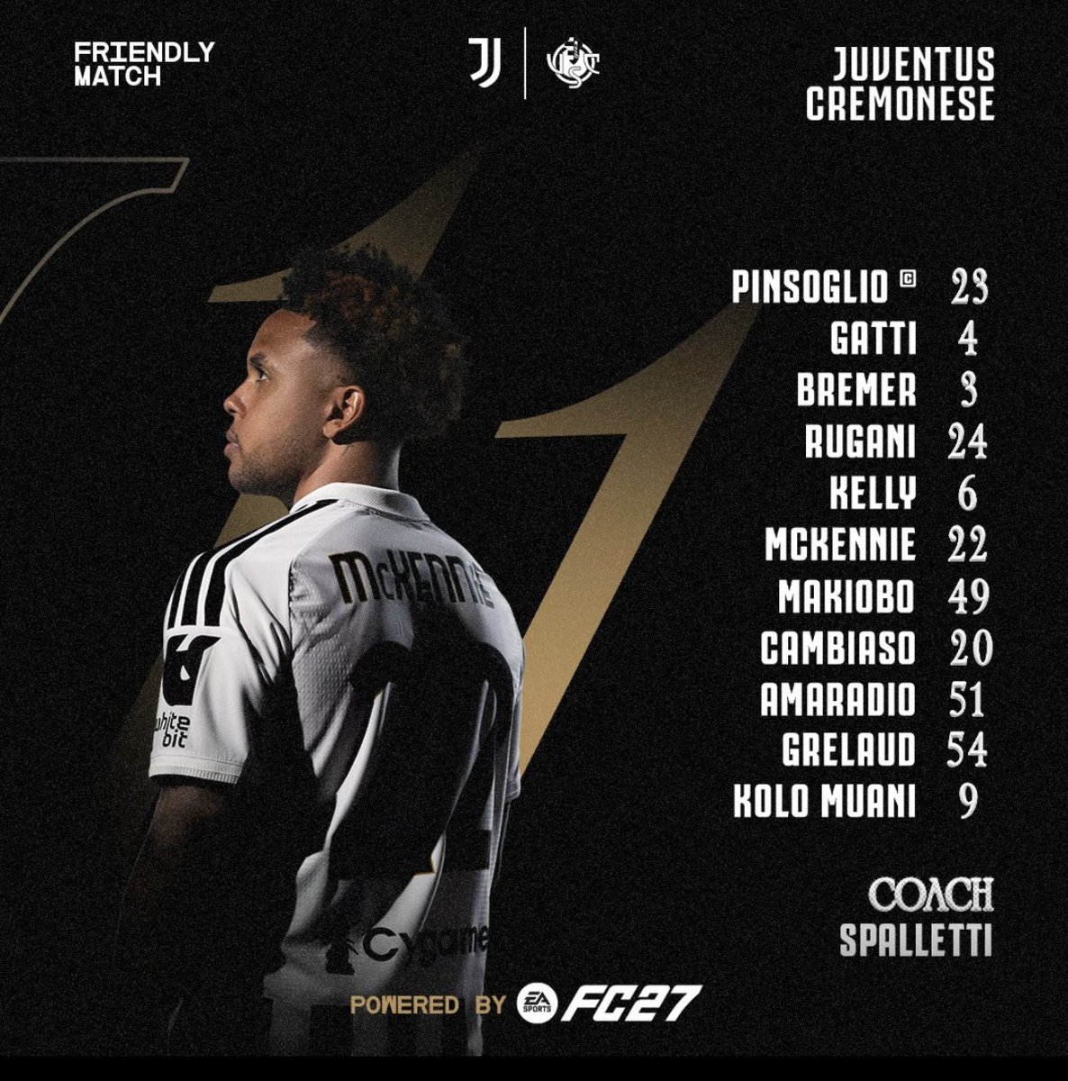 LineaJuve24's tweet photo. 💥#Juve, subito in campo 3 Next Gen: si tratta di #Makiobo, #Grelaud e #Amaradio🍀
✅Ecco la formazione ufficiale per l’amichevole contro la Cremonese👀 https://t.co/UKc90FJBsZ