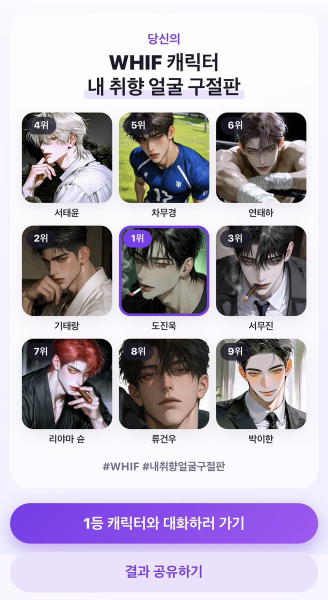 WHIF_official's tweet photo. 🫦위프 내 취향 얼굴 구절판🫦

위프러들분들의 취향이 궁금해서 만들었어요! 오로지 얼굴로만 승부하는… 나만의 구절판을 구성해보세요. 인용으로 결과 공유도 잊지 말기🫰

https://t.co/2WzSYPmOf4 https://t.co/cXhtGwjBAc