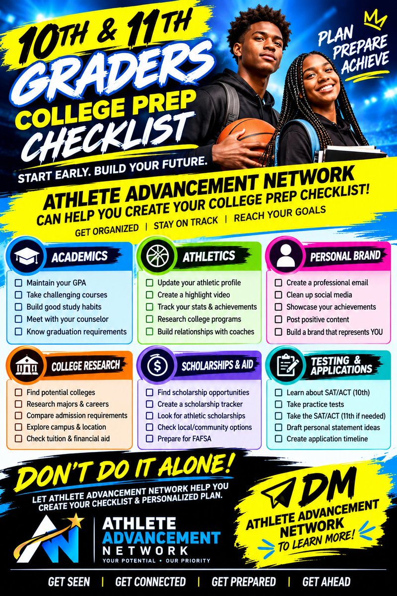 MrsStafford8's tweet photo. 🚨 10TH & 11TH GRADERS — THIS IS YOUR SIGN! 🚨
Don’t wait until SENIOR YEAR to start thinking about college! 🎓
The best time to start building your college plan is NOW. #FutureCollegeAthlete
#10thGrade
#11thGrade
#ClassOf2027
#ClassOf2028 https://t.co/wJvvBqIQXZ