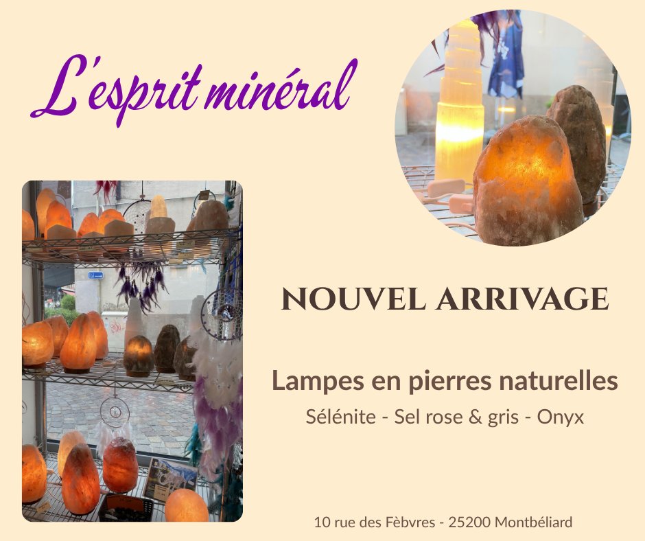 Lespritmineral's tweet photo. ✨ Nouvel arrivage à la boutique !

La sélection de lampes en pierres naturelles s’agrandit et se renouvelle : sélénite, sel rose et gris, onyx… avec notamment l’arrivée des lampes à sel gris 🩶

📍 L’Esprit Minéral – Montbéliard

#Montbeliard #PierresNaturelles #LampesEnPierres https://t.co/xcBZmR95Re