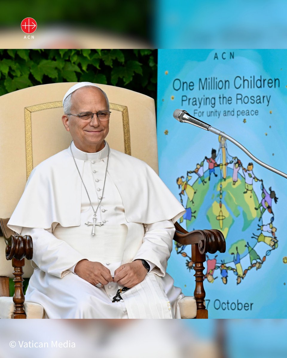acn_uk's tweet photo. 🙏🌍 On 1 October, Pope Leo XIV joined hundreds of children at the Grotto of Lourdes in the Vatican Gardens to pray the Rosary for peace, officially launching ACN’s One Million Children Praying the Rosary initiative. 🕊️📿

💛 During the event, the Holy Father thanked ACN for promoting the campaign and encouraged children around the world to pray for peace, especially for those living in countries affected by war. 🌎✨🙏

#OneMillionChildrenPrayingTheRosary #PrayTheRosary #RosaryForPeace #PrayForPeace #PopeLeoXIV #AidToTheChurchInNeed #ACN #ChildrenPraying #FaithInAction #PeacePrayer 🕊️📿💙