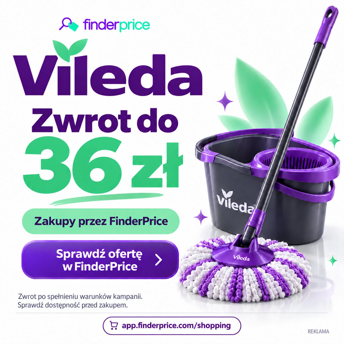 BacikJulia's tweet photo. Vileda: zwrot do 36 zł przez FinderPrice 🧹 Sprawdź dostępność i warunki kampanii przed zakupem: https://t.co/lKQBmjhpUr #Vileda #Dom #Sprzątanie #Cashback #Promocje #FinderPrice #reklama https://t.co/60GkiGbrUt