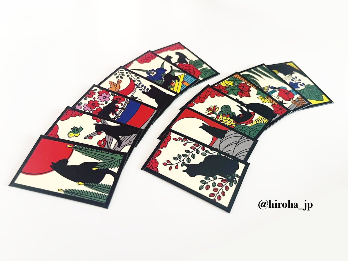 hiroha_jp's tweet photo. ニャンフェス二回目の出店です🐱
2015年から続く、人気の黒猫×花札のねこふだシリーズを中心に、沢山のポップで可愛いグッズをご用意しております🎴
花札、めじるしアクセサリー、フレークシール、愛猫健康手帳など、新作盛りだくさんです🐱🐾
ブースNo. I-11,12でお待ちしてます✨
#みんにゃでシェア8 #ニャンフェス24 #アニマーレ2