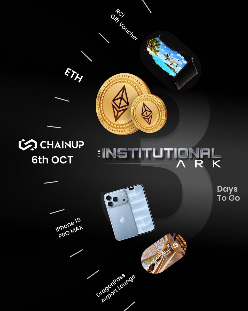 ChainUpOfficial's tweet photo. 𝟯 𝗱𝗮𝘆𝘀 to 𝙏𝙝𝙚 𝙄𝙣𝙨𝙩𝙞𝙩𝙪𝙩𝙞𝙤𝙣𝙖𝙡 𝘼𝙧𝙠 at 𝗠𝗼𝗻𝘁𝗶

Most @token2049 side events just pack a crowd. We keep this one capped so you actually get face time with decision-makers:

• Direct networking with directors and C-suites across TradFi, funds, and Web3 infrastructure
• Every confirmed guest gets a 𝗣𝗮𝘆𝗙𝘂𝗻 𝗟𝗲𝗴𝗲𝗻𝗱 𝗰𝗿𝘆𝗽𝘁𝗼 𝗰𝗮𝗿𝗱 at the door
• Live anniversary perks drawn in the room: 𝗘𝗧𝗛, 𝗶𝗣𝗵𝗼𝗻𝗲 𝟭𝟴 𝗣𝗿𝗼 𝗠𝗮𝘅, 𝗹𝘂𝘅𝘂𝗿𝘆 𝗿𝗲𝘀𝗼𝗿𝘁 𝘀𝘁𝗮𝘆𝘀, and DragonPass 𝗹𝗼𝘂𝗻𝗴𝗲 𝗽𝗮𝘀𝘀𝗲𝘀

📅 𝗗𝗮𝘁𝗲 & 𝗧𝗶𝗺𝗲: 6 October 2026 | 8:00 – 11:00 PM SGT
📍 𝗩𝗲𝗻𝘂𝗲: Monti at 1-Pavilion | Marina Bay Waterfront

🎟️ Final guest approvals are closing soon. 𝗥𝗲𝗾𝘂𝗲𝘀𝘁 𝘆𝗼𝘂𝗿 𝗽𝗮𝘀𝘀 𝗻𝗼𝘄: https://t.co/SRByesBuA6

@BSquaredNetwork | @czrexchange | @sumsub  | @awscloud | eCloudrover | @Cloudflare | 𝗔𝗴𝗶𝗹𝗲 𝗕𝗲𝘀𝘁 | @Coincall_Global | DBS Bank | @PayFunOfficial | @staynexcom | @Allconfsbot | @ItsBitcoinWorld | @Coiniseasy | @CoinGapeMedia | @CryptoniteUae | @CPOfficialtx | @CryptoEventsHQ | @ReporterCrypto | @incrypted  | @zexprwire |

#CUatToken2049 #InstitutionalArk #Token2049 #Singapore #ChainUpEvents