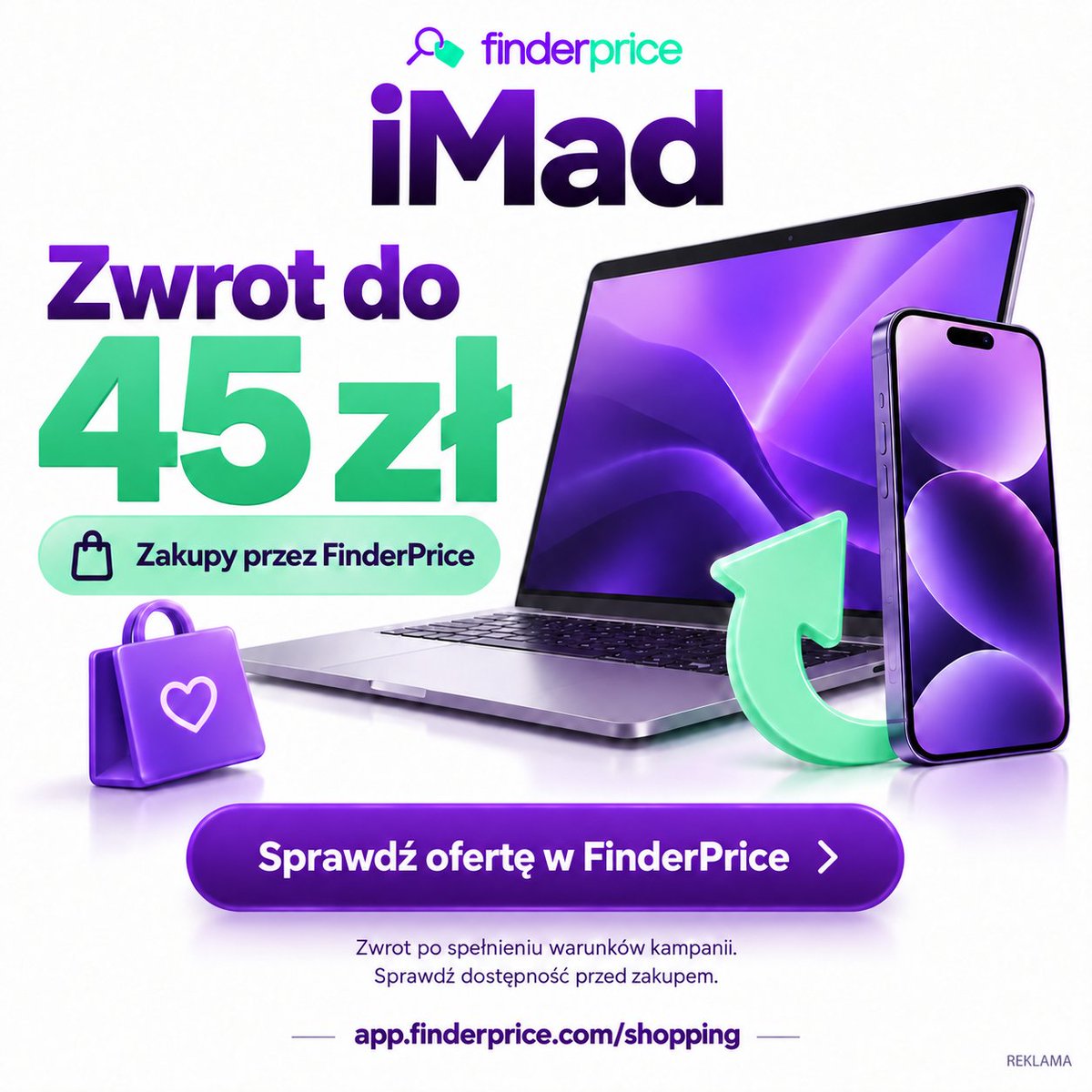 BacikJulia's tweet photo. iMad: zwrot do 45 zł przez FinderPrice 💚 Sprawdź warunki i dostępność kampanii przed zakupem: https://t.co/lKQBmjgS4T #iMad #Apple #Technologia #Cashback #Promocje #FinderPrice #reklama https://t.co/GFT0H4wEqf