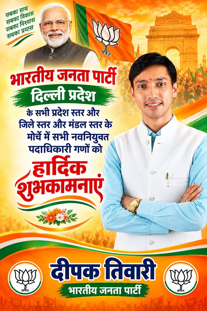 deepakk_tewary's tweet photo. भारतीय जनता पार्टी दिल्ली प्रदेश के सभी प्रदेश स्तर और जिले स्तर और मंडल स्तर के मोचन में सभी नियम नियुक्त पदाधिकारी गणों को हार्दिक शुभकामनाएं। 🎉
@BJP4India @BJP4Delhi @highlight #TopFans https://t.co/6BCZxZ1S8x