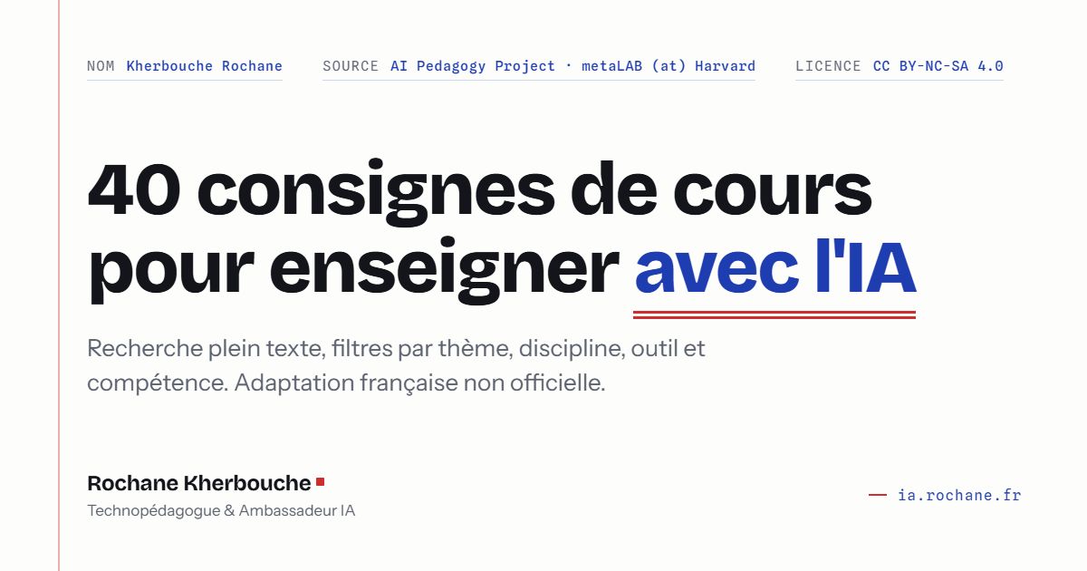 sophiaefrance's tweet photo. 4️⃣0️⃣ activités concrètes pour faire de l’IA un vrai objet d’apprentissage 🤖
Biais, désinformation, créativité, esprit critique…cette adaptation française du AI Pedagogy Project de Harvard propose des scénarios déjà expérimentés en classe.
🔗 https://t.co/rTsnIn7ZFJ
✍️ @RochaneK https://t.co/hx9gF6BObV