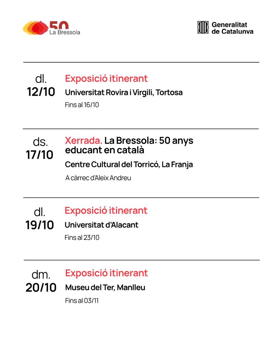 LaBressola's tweet photo. 🔎 Consulta la programació d’octubre de l’#AnyBressola, la commemoració de cinquanta anys d’educació en català a la Catalunya del Nord 👉 https://t.co/WvMZxdVgLv

Amb el suport del Departament de @llenguacatalana de la Generalitat de Catalunya https://t.co/G4or2Rc6AT