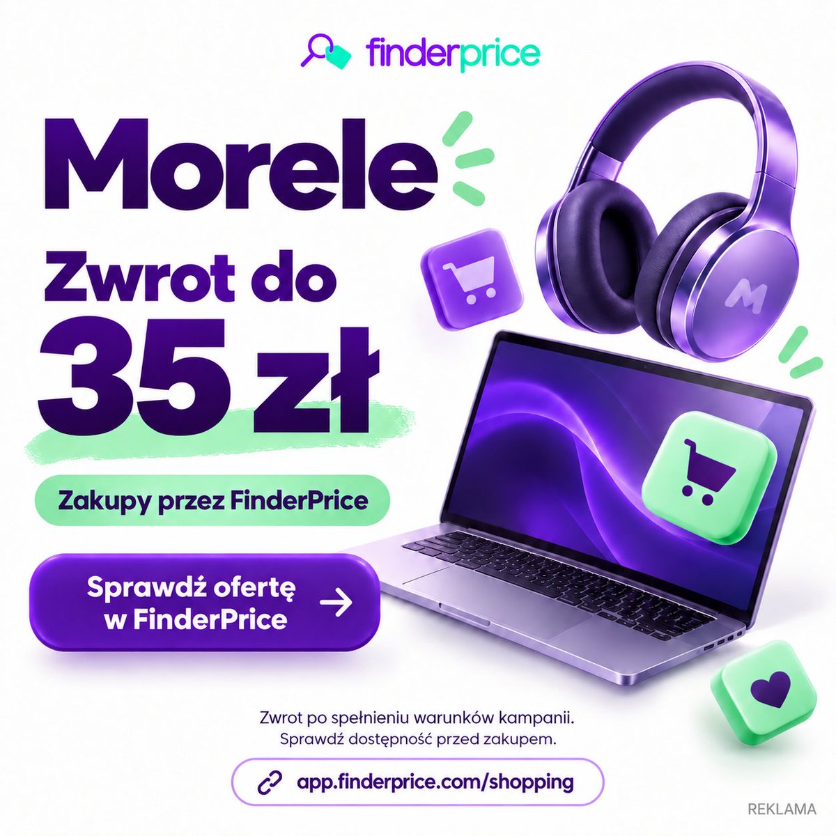 BacikJulia's tweet photo. Zakupy w Morele? Sprawdź zwrot do 35 zł przez FinderPrice 💻 Po spełnieniu warunków kampanii. Dostępność i szczegóły: https://t.co/lKQBmjgS4T #Morele #Komputery #Gaming #Cashback #Promocje #reklama https://t.co/BXg7VTEXXZ