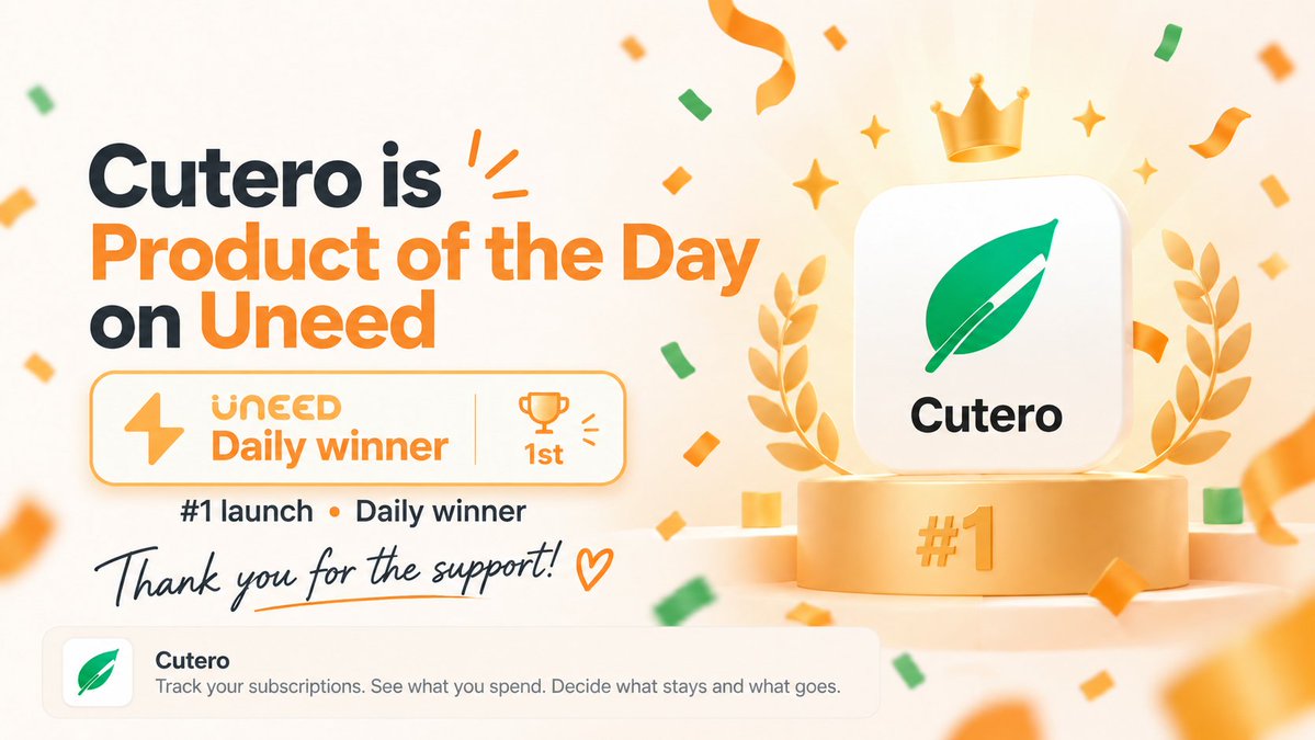 jacopopenazzi's tweet photo. @getcutero is Product of the Day! Thanks everybody for your support on the launch!

#buildinpublic #uneed https://t.co/JLpNcGNerD