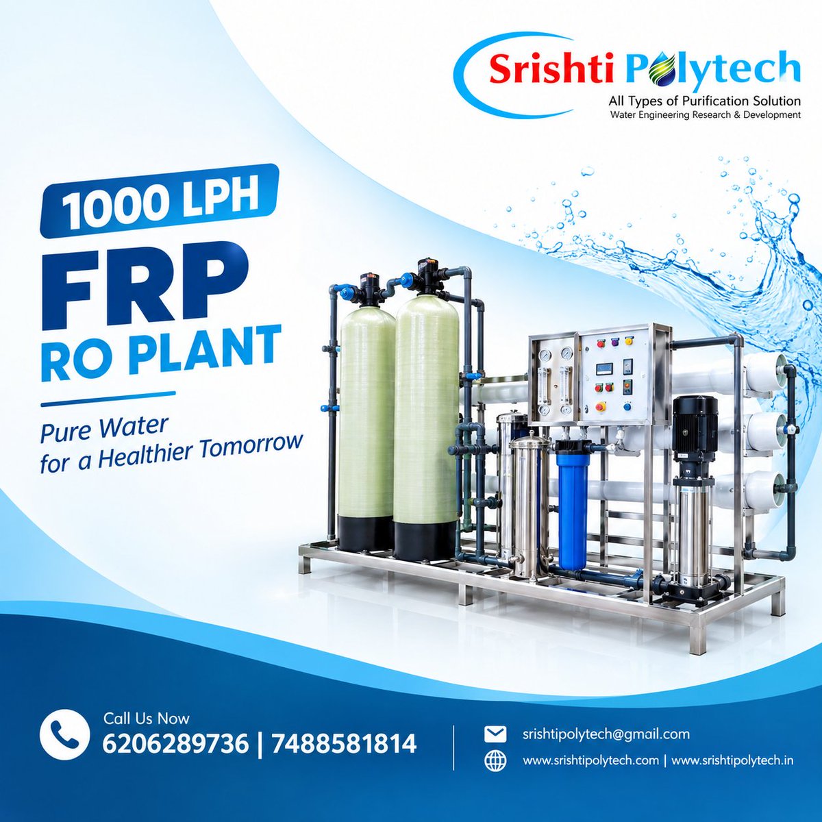 Srishtipoly's tweet photo. 💧 1000 LPH FRP RO Plant – Efficient water purification for industrial &amp; commercial applications.

📞 +91 6206289736 | 🌐 https://t.co/juVedWhDLU
#ROPlant #WaterTreatment #SrishtiPolytech https://t.co/JCzQ3mlZwY