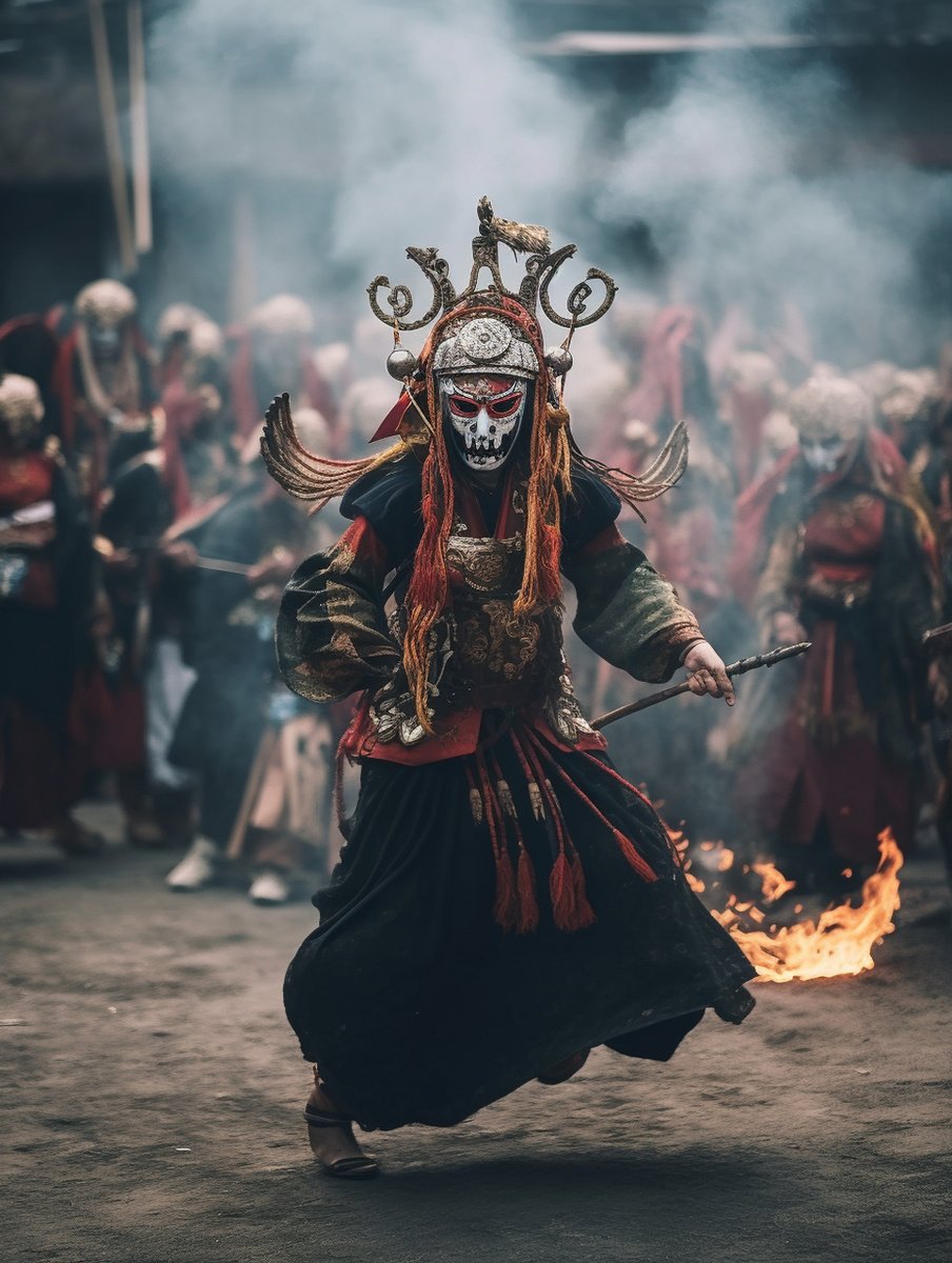 ariab863313v1's tweet photo. [We stumbled upon a mysterious Nuo闻 and an 熬-style folk ritual today! Super unique cultural vibe!]， https://t.co/vrtrWIgFh4