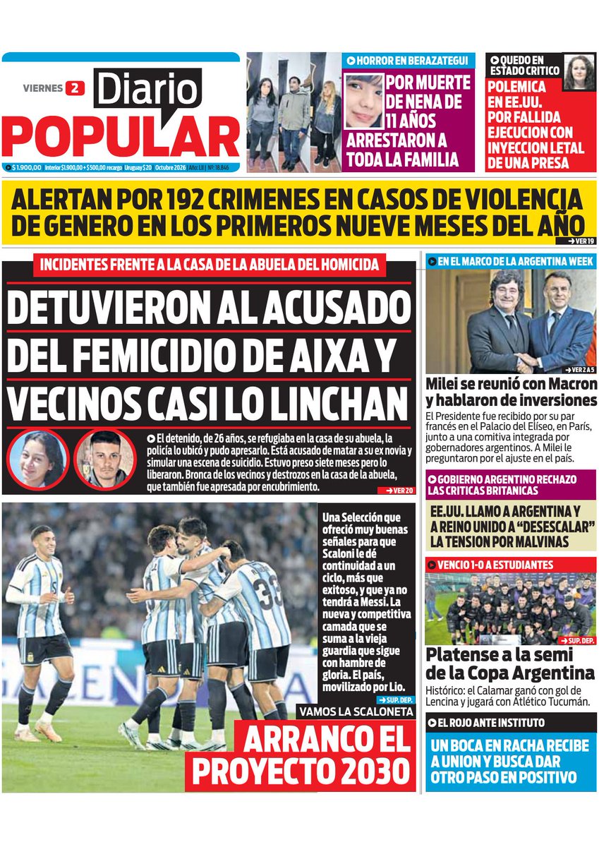 WalterVerst's tweet photo. #Buendía y #BuenViernes para todos!!
A continuación, las portadas de los diarios de hoy #Viernes 2/10/2026 #2deOctubre #2oct2026 #2Octubre #2oct.

#DiarioPopular 
#Crónica https://t.co/UE9BGEFwPd