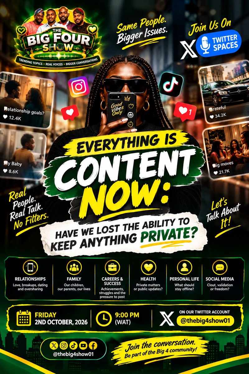 thebig4Show01's tweet photo. https://t.co/WCu5BngXiC

Have we lost the ability to keep things private? Every issues are resolved on social media, is this something we should be worried about? https://t.co/spMeLZjP3B
