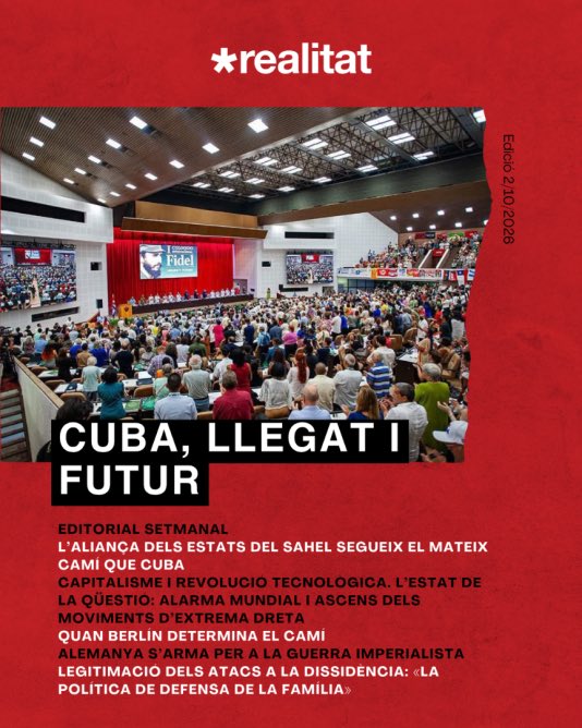 larealitat's tweet photo. 🔴 NOVA EDICIÓ!

📰 Bon dia! És divendres i torna la Realitat. Aquesta vegada us parlem sobre el llegat de la revolució cubana, sobre el Sahel, la victoria de l’esquerra a Berlin, i molt més. L’actualitat a l’editorial, com sempre. Bon cap de setmana i molt bona lectura.

🧶 FIL https://t.co/yjD9xw02Ho