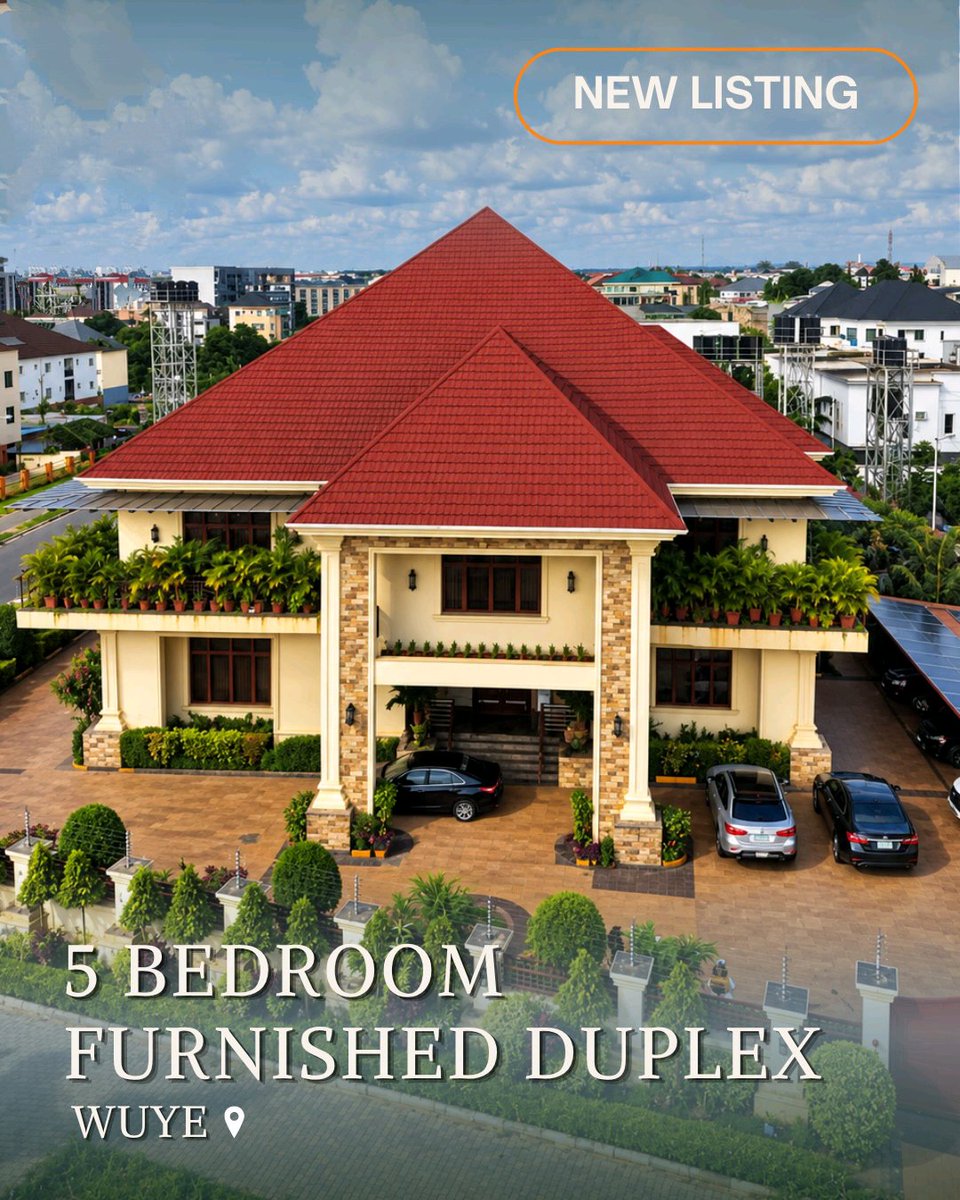 futurelandlords's tweet photo. for sale 

This is a solidly built furnished (imported furnitures) 5
Bedroom fully detached duplex + 2 Bedroom guest chalet sitting on over 3000sqm of land size.

📍 Location: Wuye, Abuja

Features;
- Spacious en-suite bedrooms
- 4 Living rooms
- Wide stair ways https://t.co/xjsZomJ4bP