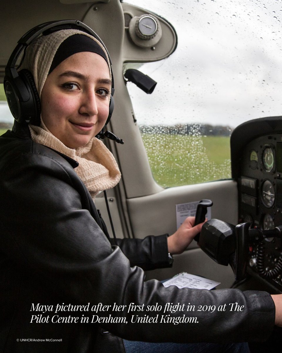 Refugees's tweet photo. From Syrian refugee to commercial pilot.

Our Goodwill Ambassador and the first female Syrian pilot, Maya Ghazal is proof of what’s possible when refugees have access to education.

Find out about her story and more in the UNHCR 2026 Education Report: https://t.co/Dg32aMJPWu https://t.co/oUUZWS4xjL